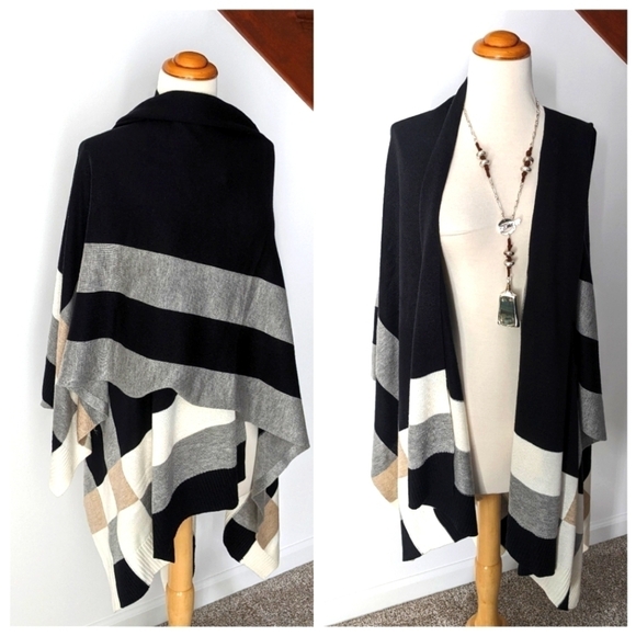Calvin Klein poncho shawl color block One Size - Picture 1 of 5